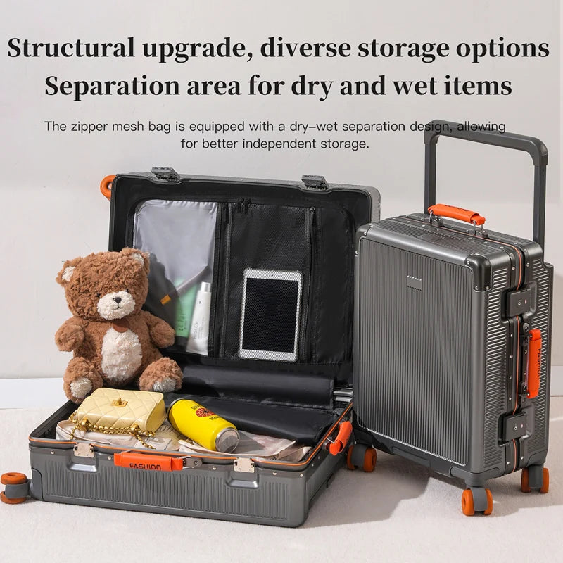 20 - inch carry - on luggage, travel suitcase, leather suitcase, rolling suitcase, women's combination suitcase, small hand - he