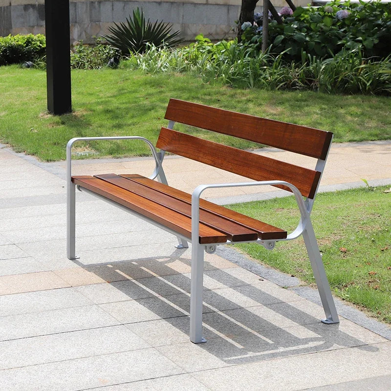 New Design !! Patio Outdoor Benches With Solid Wood Outdoor Park Benches For 2-3 Seats With Armrest Outside Bench For Street