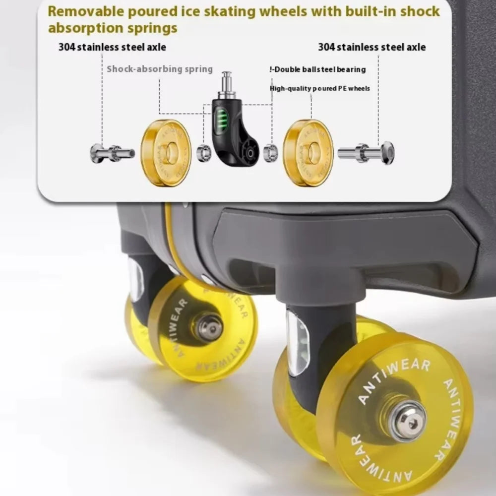 14‘’ Rolling Luggage lightweight Travel Boarding Suitcase with TSA Lock Aluminum Frame Trolley Bag Carry-ons,no need to check in