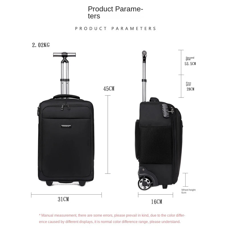 Rolling Backpack for Men Adults Business Carry on Luggage Laptop Wheeled Backpack Travel Suitcase Trolley Bag with Wheels,Black
