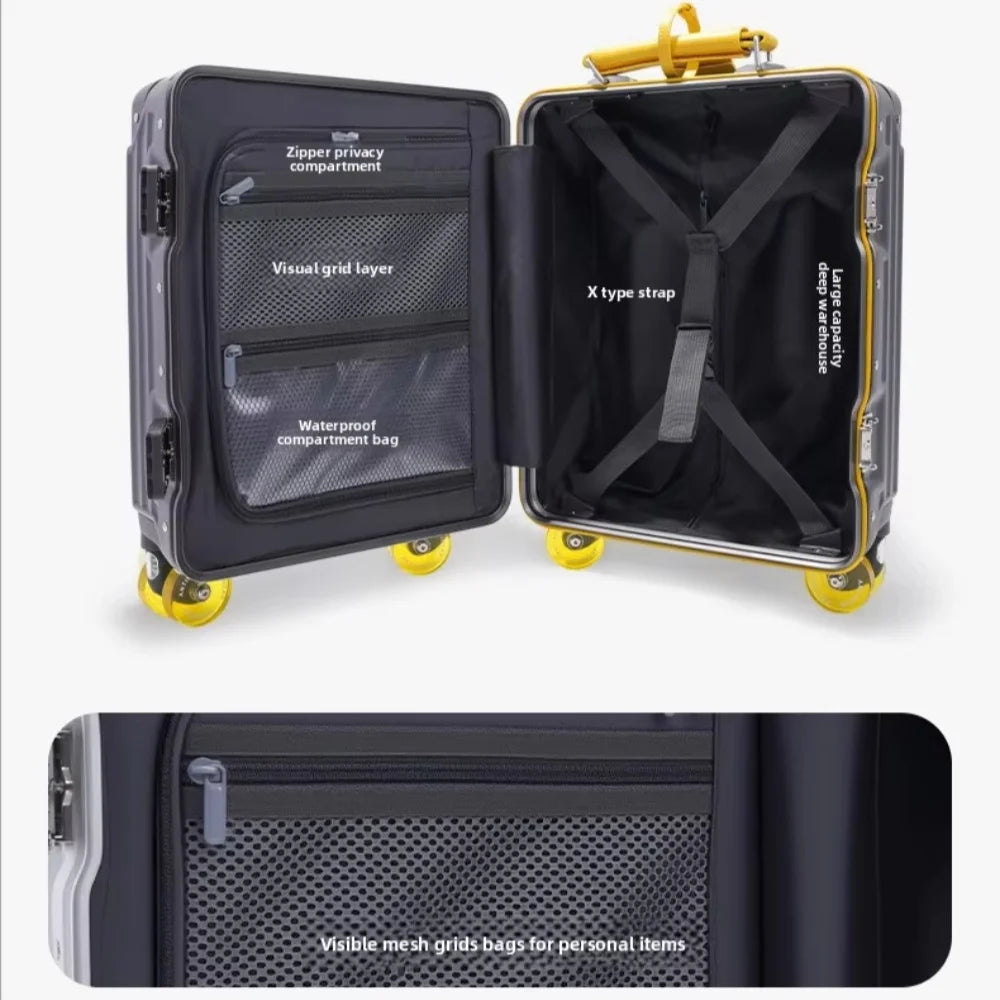 14‘’ Rolling Luggage lightweight Travel Boarding Suitcase with TSA Lock Aluminum Frame Trolley Bag Carry-ons,no need to check in