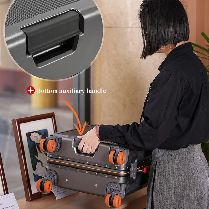 20 - inch carry - on luggage, travel suitcase, leather suitcase, rolling suitcase, women's combination suitcase, small hand - he