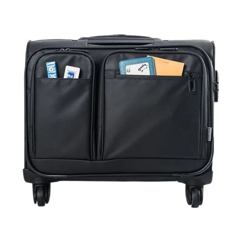 Men Business Rolling Luggage 15.6 Inch Carry Ons Trolley Travel Bag Super Waterproof Suitcase Pilot