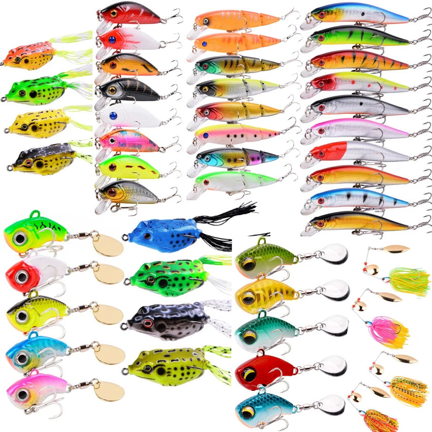 Fishing Lure Tackle Kit Set Hard Bait Artificial Rotating Floating Fishing Minnow Crankbait Wobblers Spinner Sinking Hooks Lures