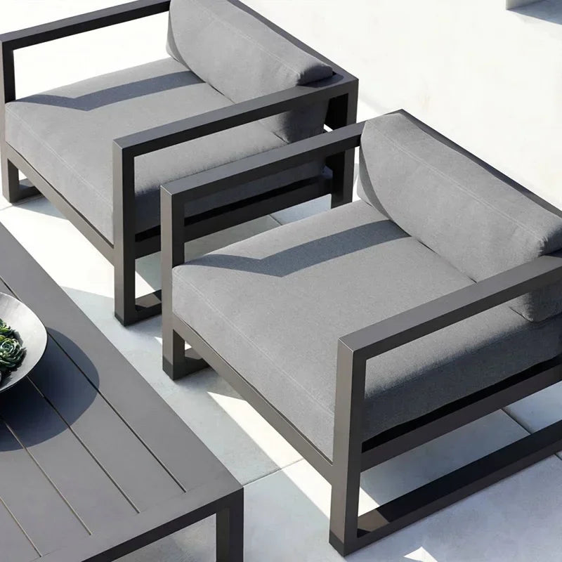 Outdoor Aluminum Alloy Sofa Four Piece Set, Terrace Garden Bar Waterproof Sofa Furniture Set
