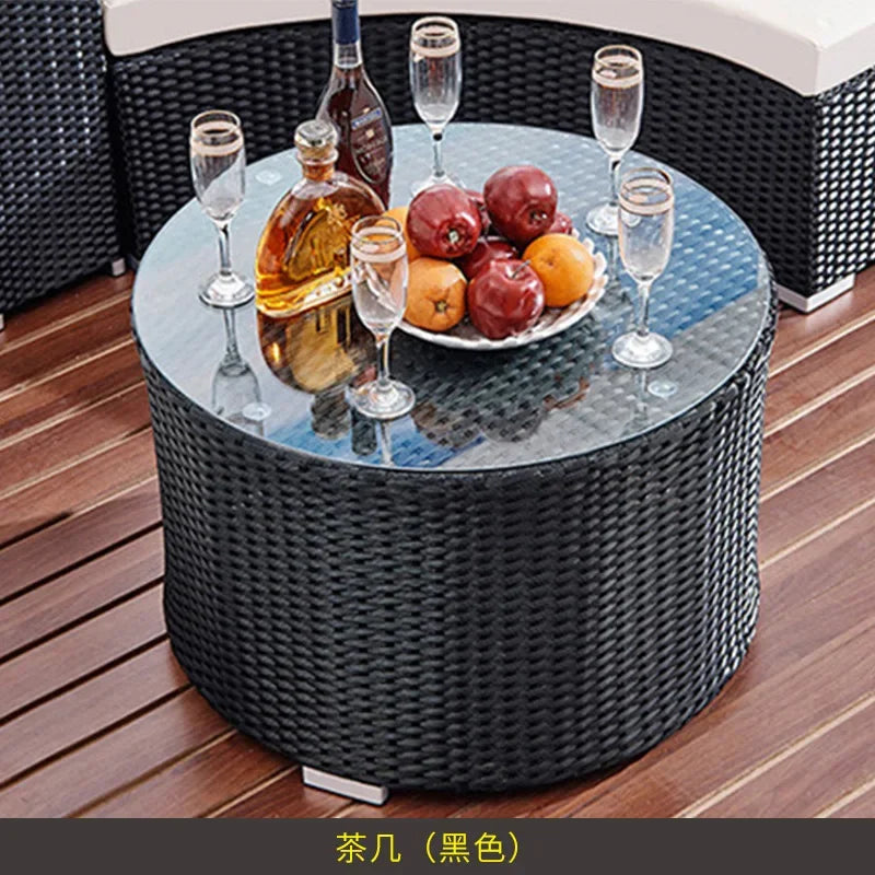 Outdoor sofa combination outdoor courtyard round garden designer arc rattan sofa villa outdoor sunscreen water