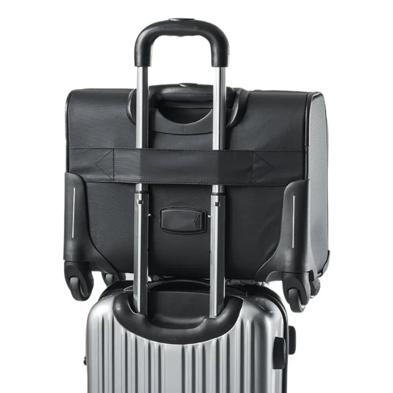 Men Business Rolling Luggage 15.6 Inch Carry Ons Trolley Travel Bag Super Waterproof Suitcase Pilot