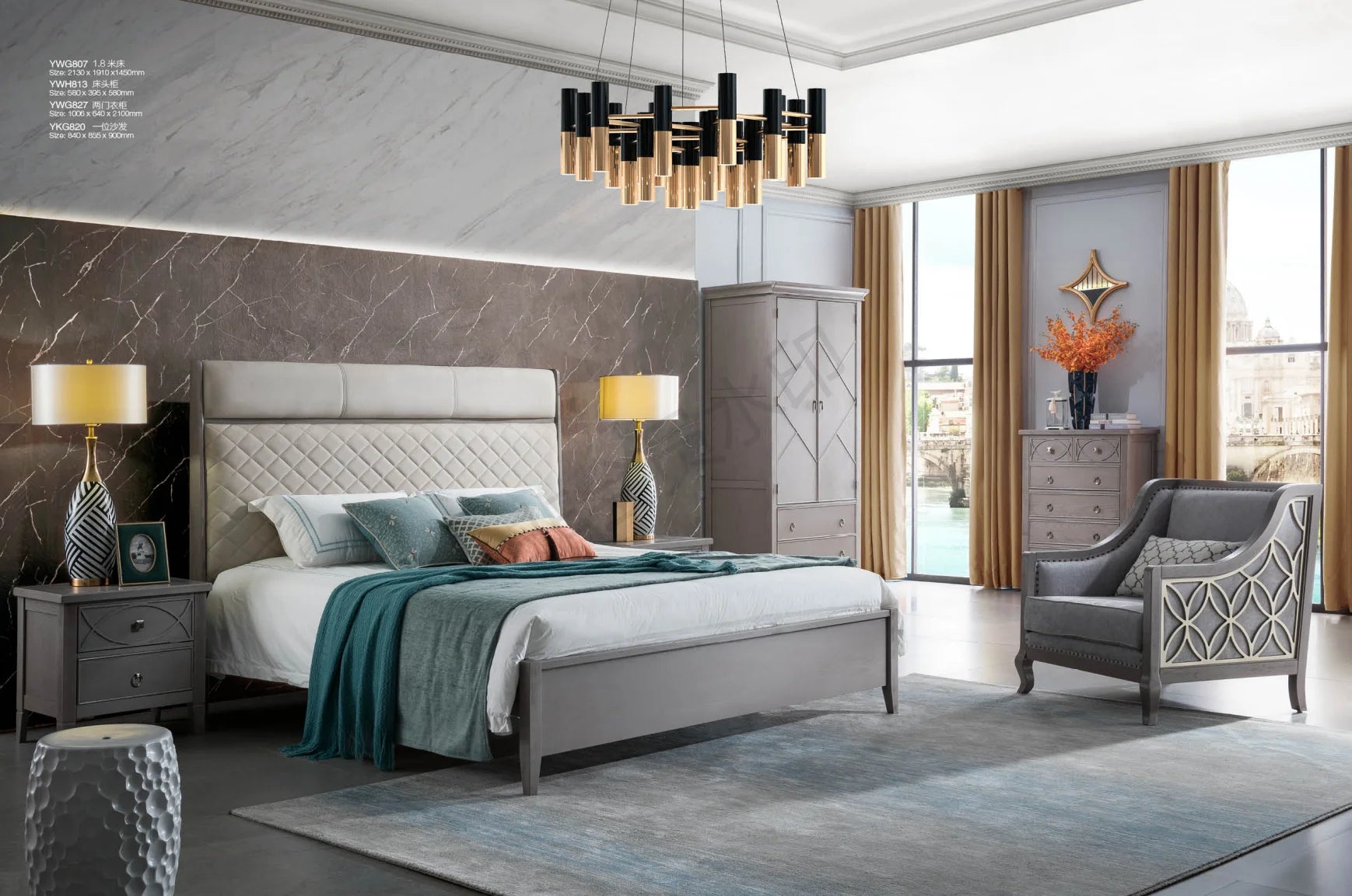 CBMmart Italian Room King Size Luxury Furniture Modern Bedroom for Hotel double Beds