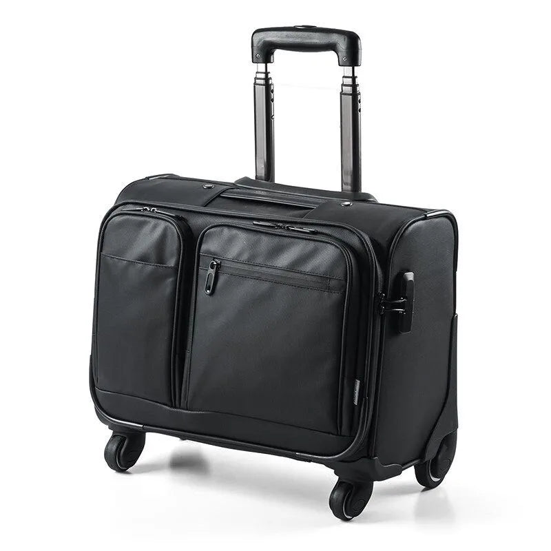 Men Business Rolling Luggage 15.6 Inch Carry Ons Trolley Travel Bag Super Waterproof Suitcase Pilot