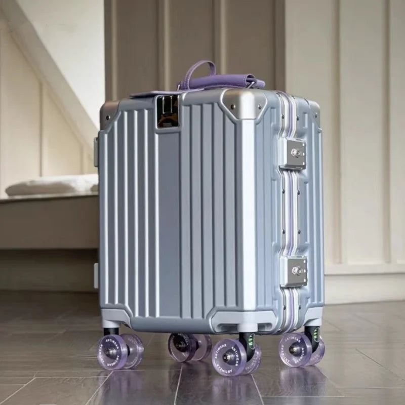 14‘’ Rolling Luggage lightweight Travel Boarding Suitcase with TSA Lock Aluminum Frame Trolley Bag Carry-ons,no need to check in