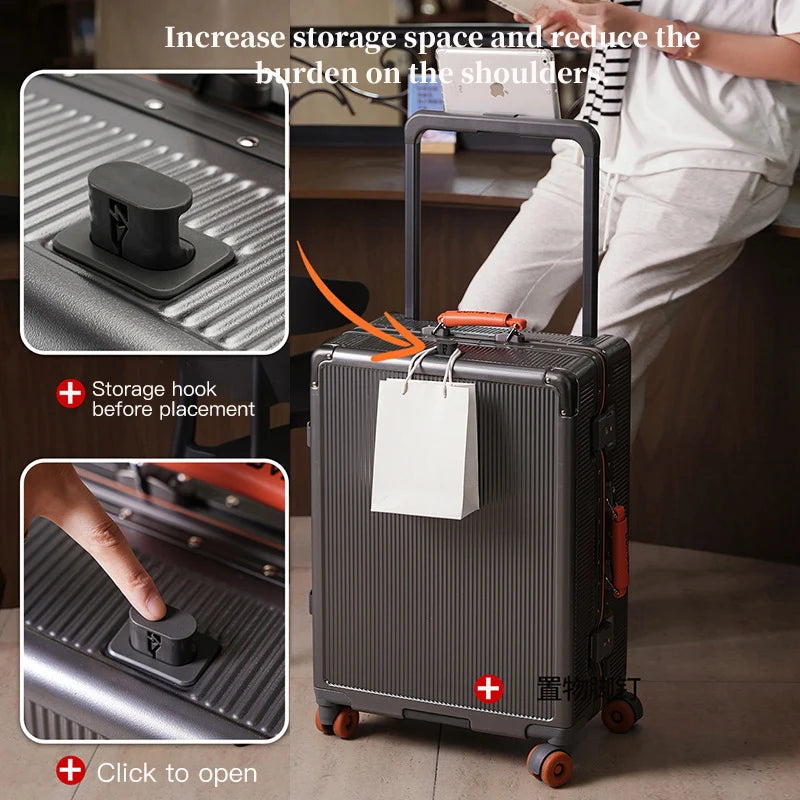 20 - inch carry - on luggage, travel suitcase, leather suitcase, rolling suitcase, women's combination suitcase, small hand - he