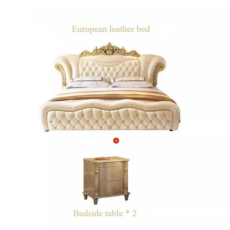Wooden King Size Frame Double Bed Luxury Unique Twin Room European Bed Aesthetics Modern Lit 2 Personnes Home Furniture