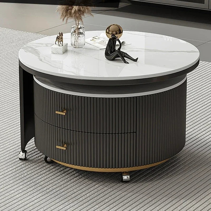 Tea Table LED Light Mobile Living Room Modern End Tables Drawer Luxury Coffee Tables Removable Portable Nordic Side Table Brief