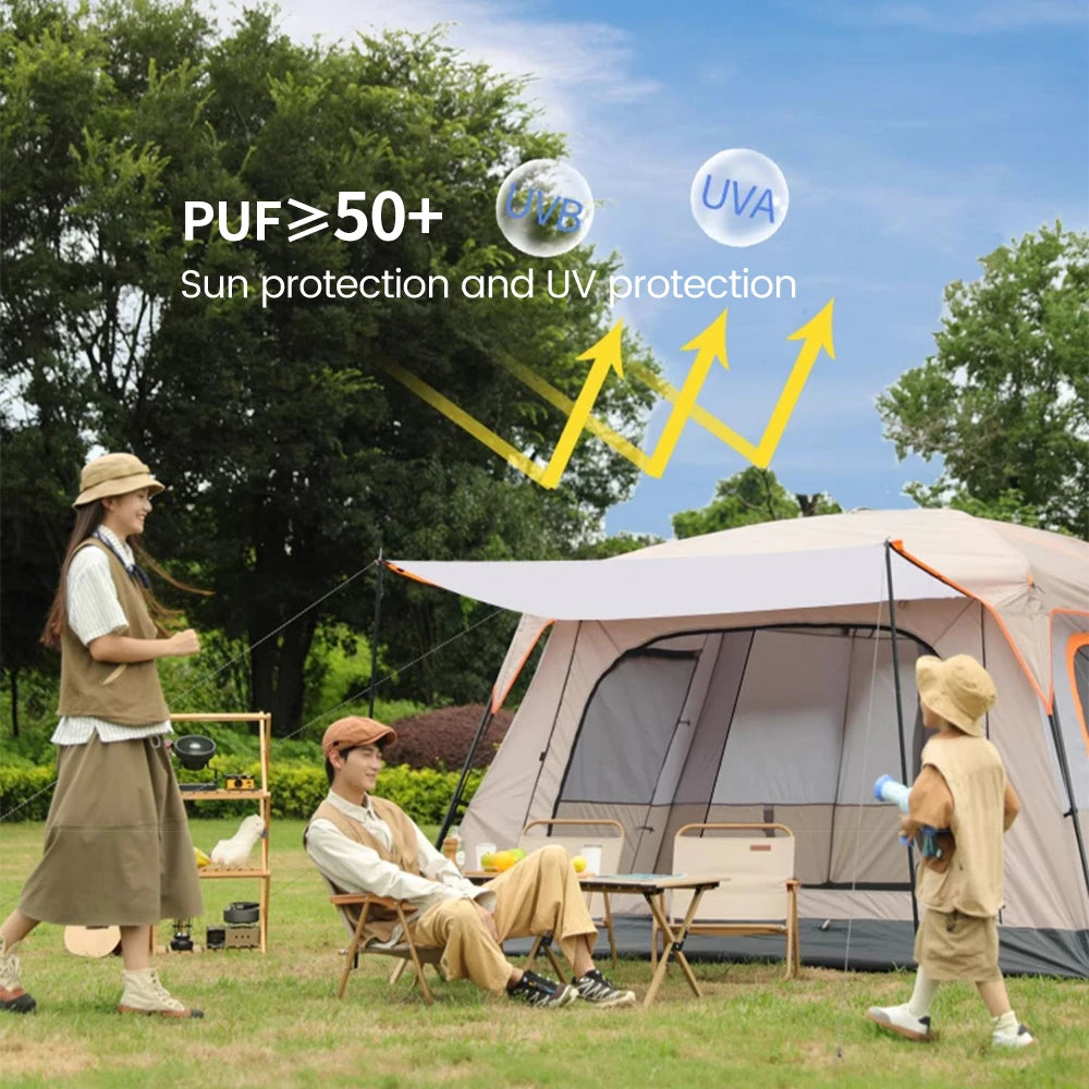 10 Person Camping Tent, Waterproof Windproof Sun Protection, 210D Oxford Fabric, 3 Season, Lightweight, 2 Room 1 Living Room
