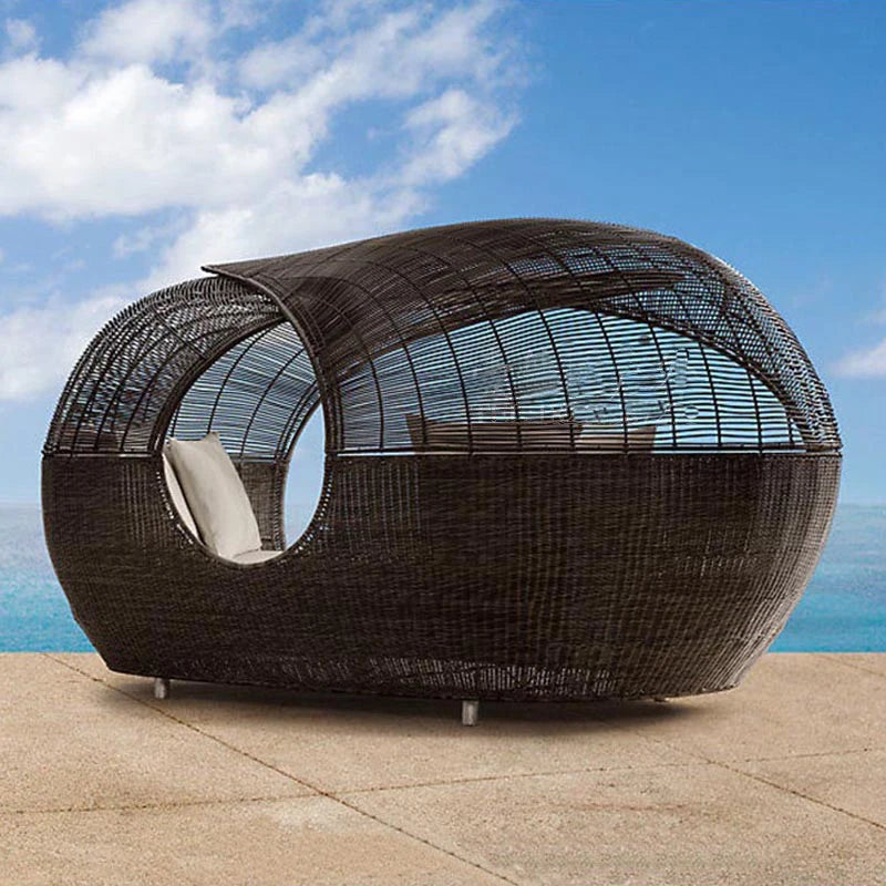 Outdoor Beach Daybed Rattan Wicker Garden Furniture Pool Canopy Patio Sun Loungers