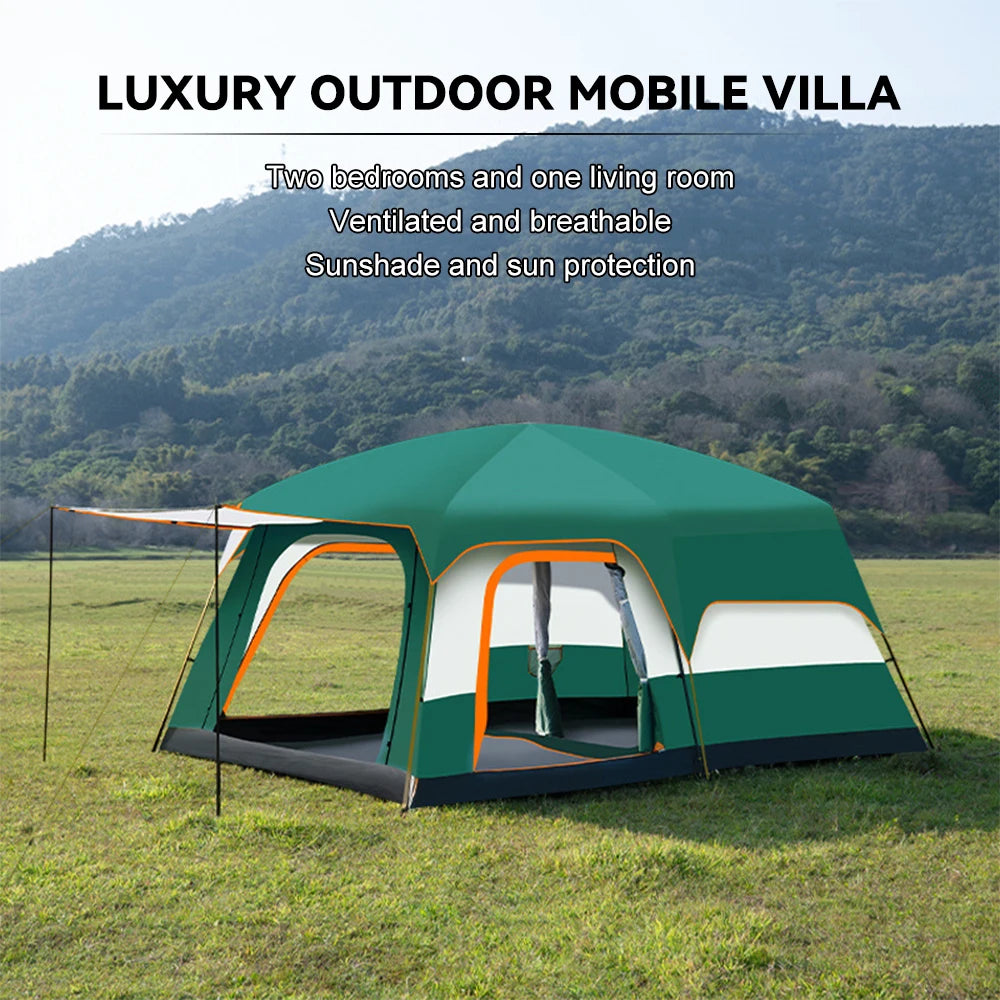 Luxury Tents For Camping Large Family Tent With Rooms 4-12 People Waterproof Two-Bedroom And One-living Room Design
