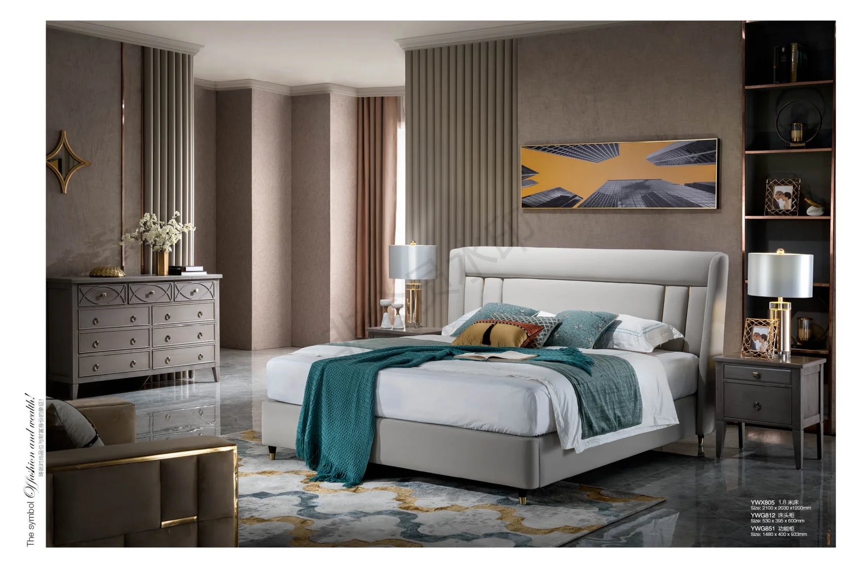 CBMmart Italian Room King Size Luxury Furniture Modern Bedroom for Hotel double Beds