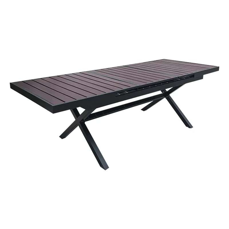 Garden Table Outdoor Table 180-240cm Extendable Rectangular Patio Dining Table Room Kitchen Hotel Plastic Wood Urniture