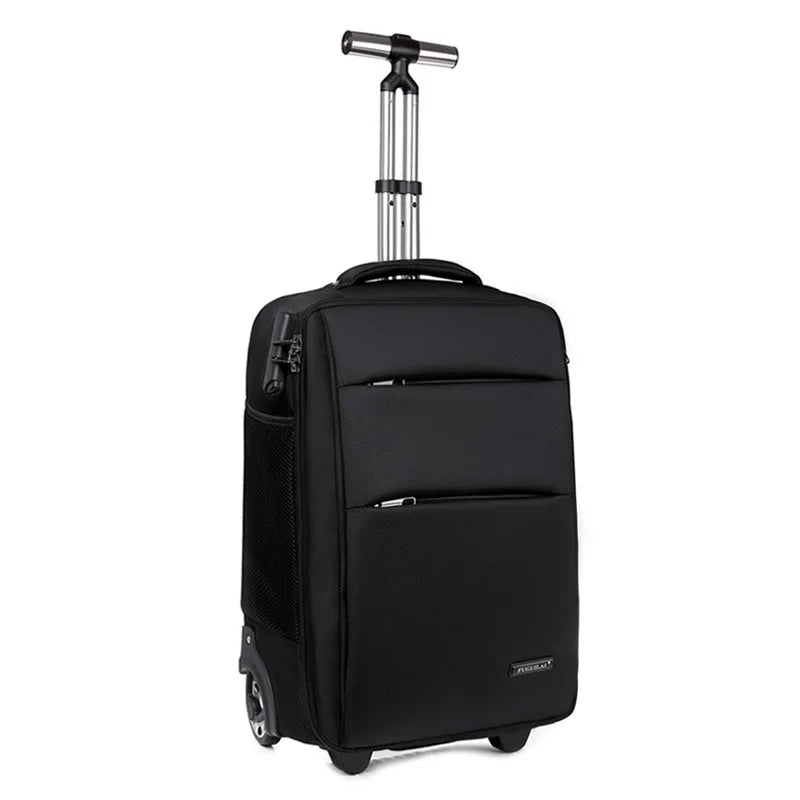 Rolling Backpack for Men Adults Business Carry on Luggage Laptop Wheeled Backpack Travel Suitcase Trolley Bag with Wheels,Black