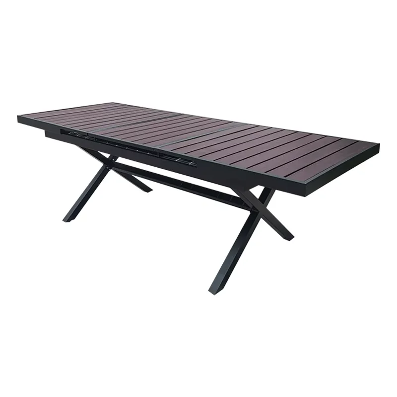 Garden Table Outdoor Table 180-240cm Extendable Rectangular Patio Dining Table Room Kitchen Hotel Plastic Wood Urniture
