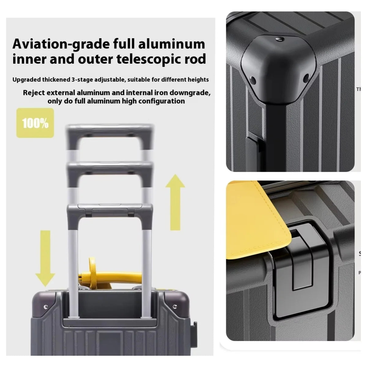 14‘’ Rolling Luggage lightweight Travel Boarding Suitcase with TSA Lock Aluminum Frame Trolley Bag Carry-ons,no need to check in