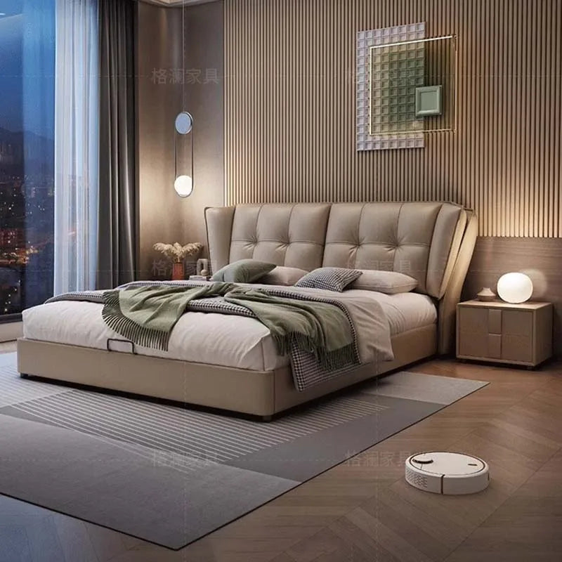 Europian Minimalist Bed Under Storage Wood Modern Multifunctional Bed King Size Lounge Camas De Casal De Luxo Room Decor