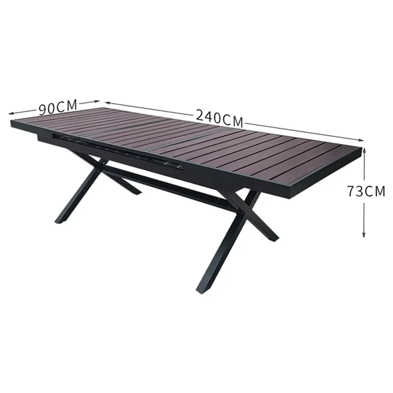 Garden Table Outdoor Table 180-240cm Extendable Rectangular Patio Dining Table Room Kitchen Hotel Plastic Wood Urniture