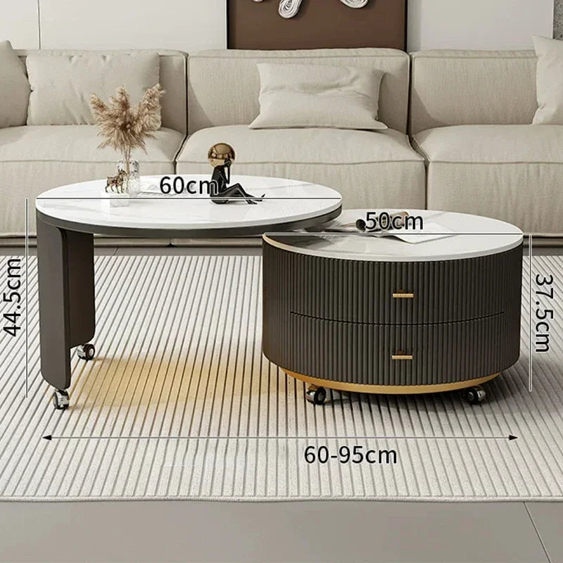 Tea Table LED Light Mobile Living Room Modern End Tables Drawer Luxury Coffee Tables Removable Portable Nordic Side Table Brief