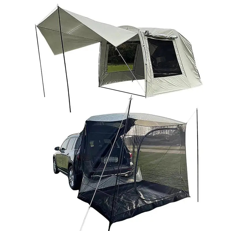 SUV MPV Car Truck Tent For Camping Car Rear Tent Waterproof 5-6 Person Auto Tail Tent Awning Beach Sunshade For Self-driving