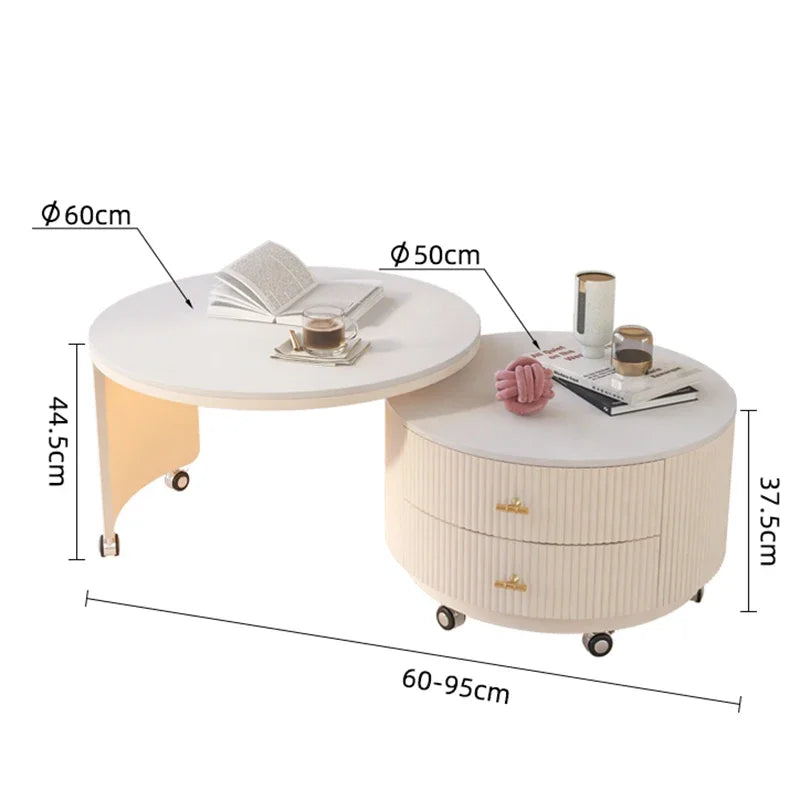 Tea Table LED Light Mobile Living Room Modern End Tables Drawer Luxury Coffee Tables Removable Portable Nordic Side Table Brief