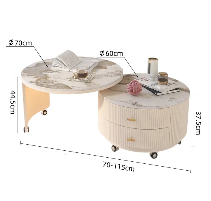 Tea Table LED Light Mobile Living Room Modern End Tables Drawer Luxury Coffee Tables Removable Portable Nordic Side Table Brief