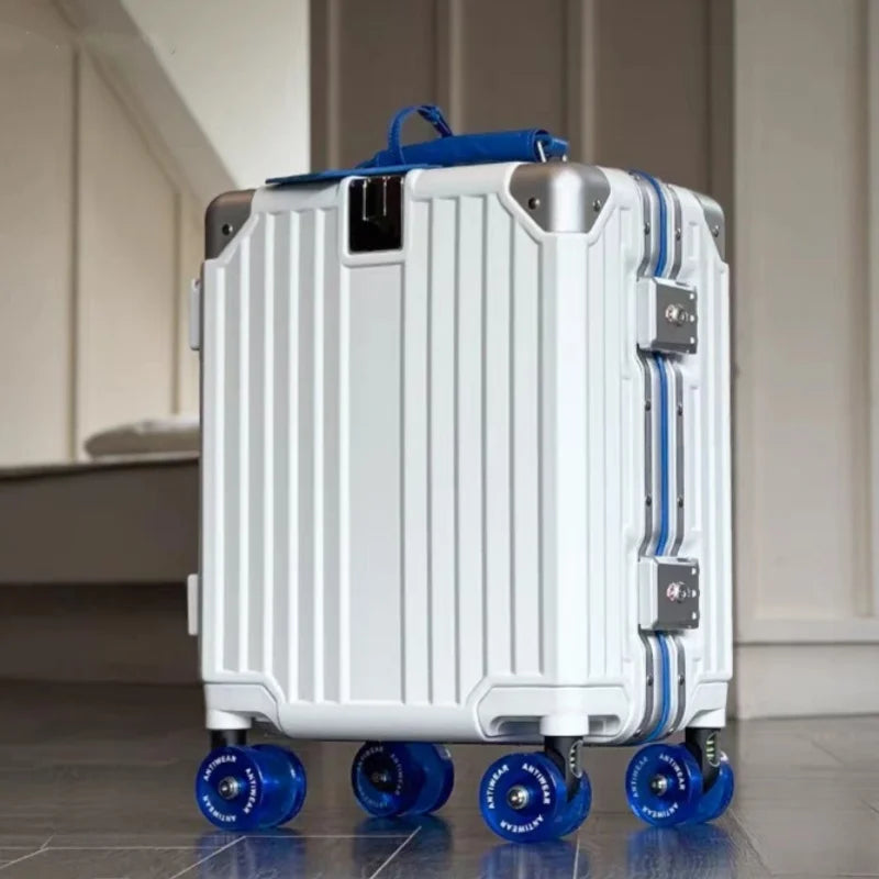 14‘’ Rolling Luggage lightweight Travel Boarding Suitcase with TSA Lock Aluminum Frame Trolley Bag Carry-ons,no need to check in