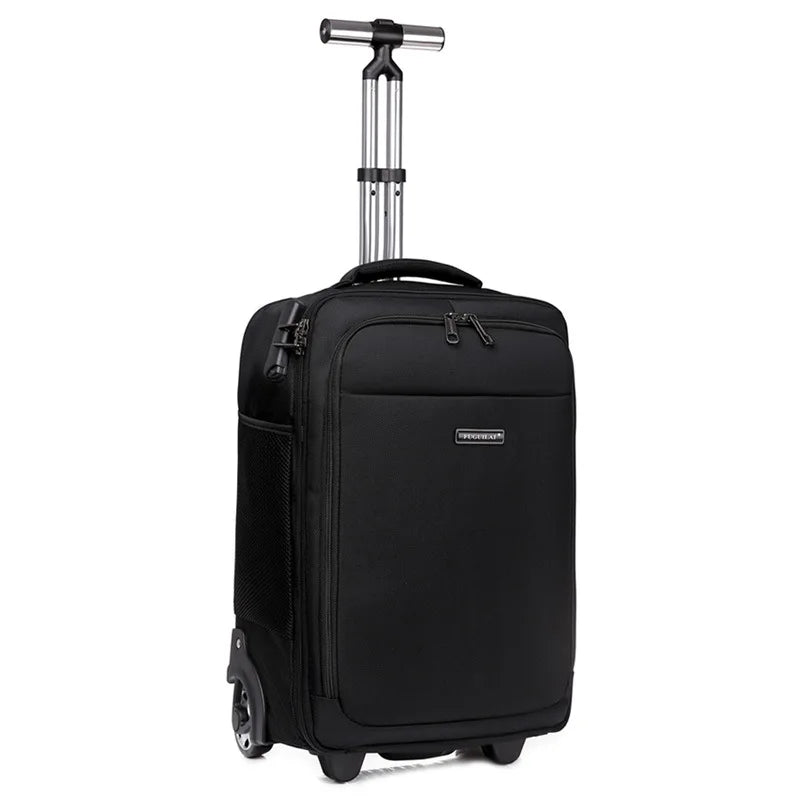 Rolling Backpack for Men Adults Business Carry on Luggage Laptop Wheeled Backpack Travel Suitcase Trolley Bag with Wheels,Black