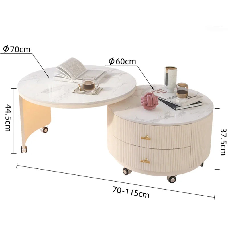 Tea Table LED Light Mobile Living Room Modern End Tables Drawer Luxury Coffee Tables Removable Portable Nordic Side Table Brief