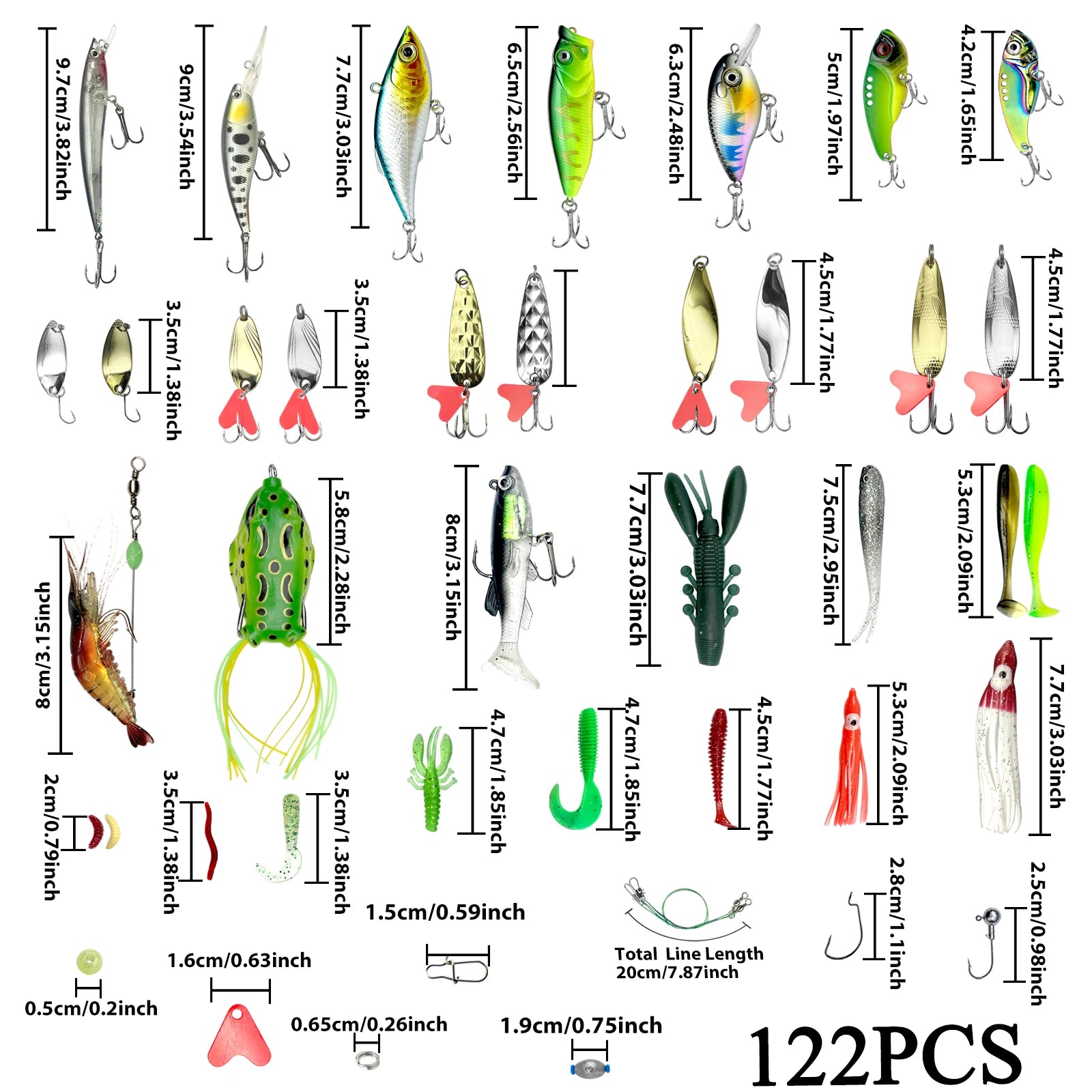 78/122/284pcs Fishing Lures Kit for Topwater Bait Rigs Tackle Kit for Bass Trout Salmon Fishing Accessories