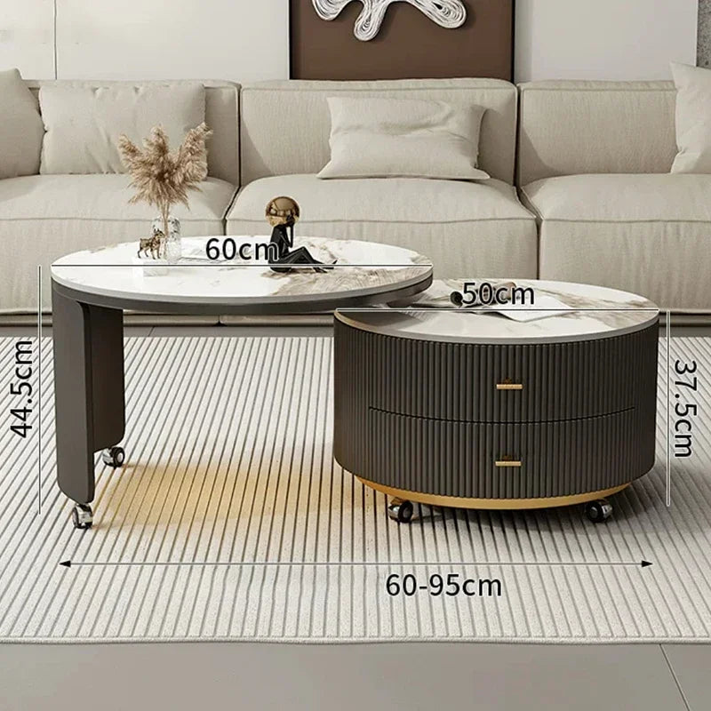 Tea Table LED Light Mobile Living Room Modern End Tables Drawer Luxury Coffee Tables Removable Portable Nordic Side Table Brief