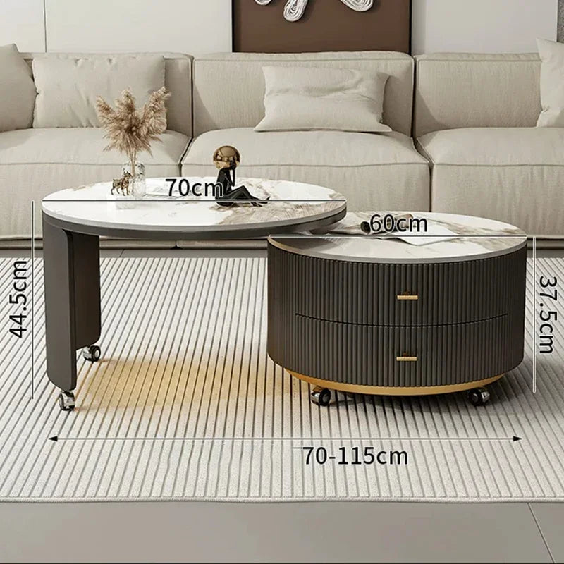 Tea Table LED Light Mobile Living Room Modern End Tables Drawer Luxury Coffee Tables Removable Portable Nordic Side Table Brief