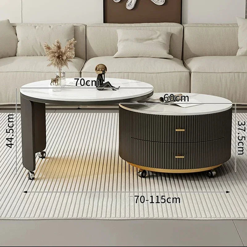 Tea Table LED Light Mobile Living Room Modern End Tables Drawer Luxury Coffee Tables Removable Portable Nordic Side Table Brief