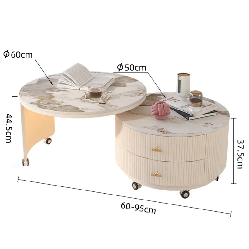Tea Table LED Light Mobile Living Room Modern End Tables Drawer Luxury Coffee Tables Removable Portable Nordic Side Table Brief