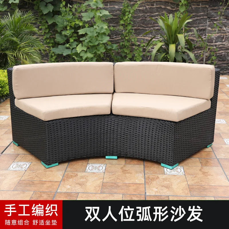 Outdoor sofa combination outdoor courtyard round garden designer arc rattan sofa villa outdoor sunscreen water